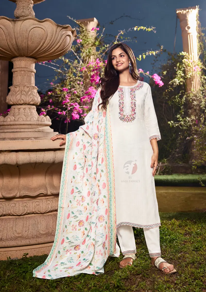 Af Patterns Vol 3 By Anju Pure Cotton Designer Kurti With Bottom Dupatta Wholesale Price In Surat
